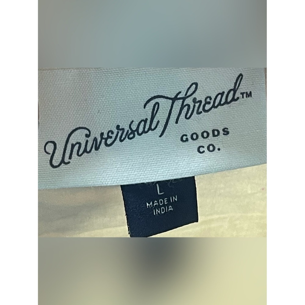 Universal Thread Cream Cotton Split Neck Short Sleeve Relaxed Blouse Large - Picture 7 of 8